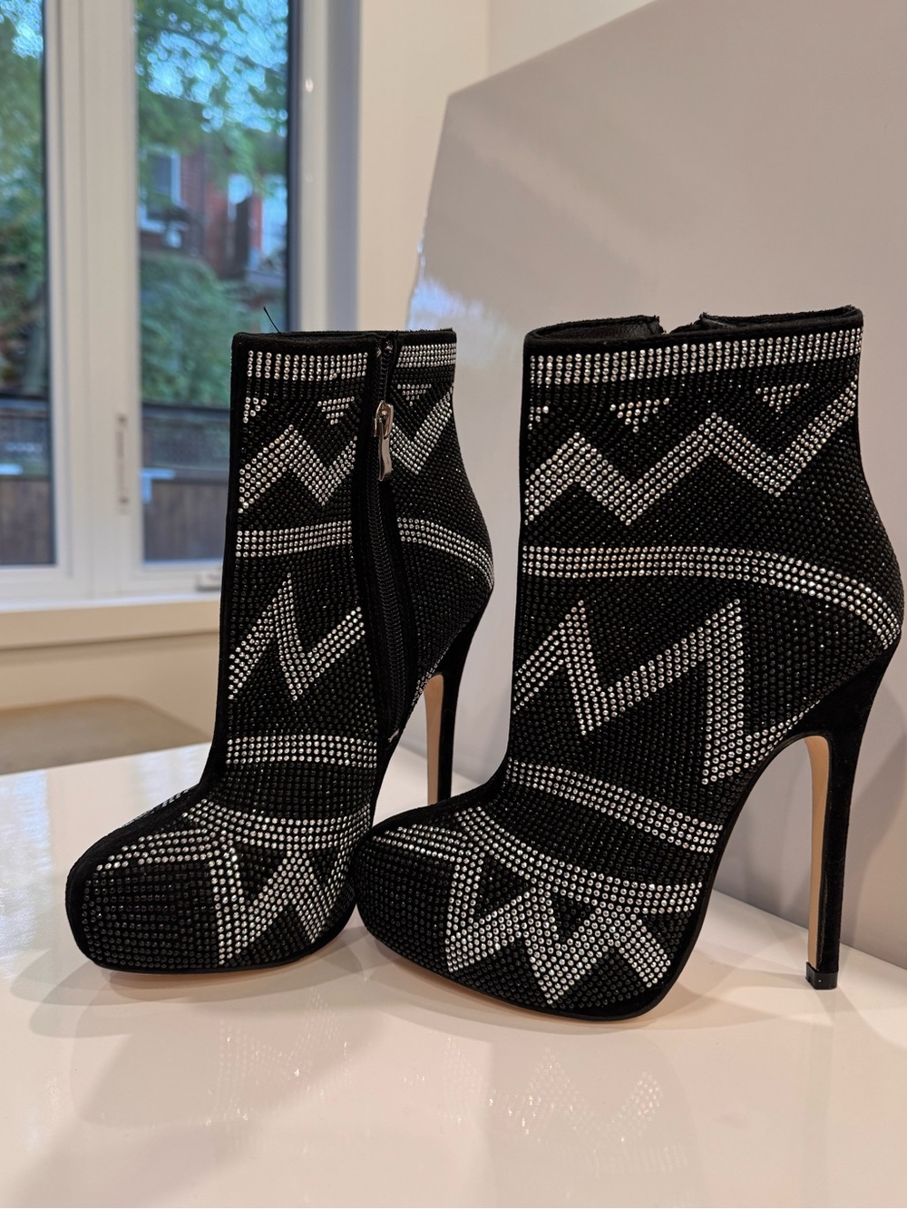 ALDO Rhinestone Hidden Platform Stiletto Ankle Boots Sz 6